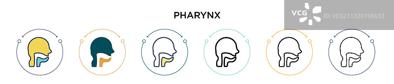 咽喉图标，填充细线轮廓图片素材