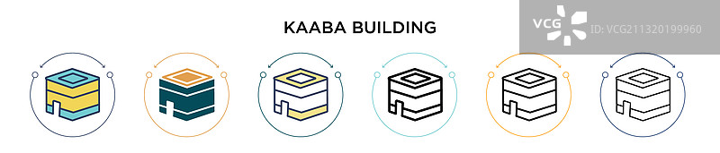 克尔白建筑图标填充细线轮廓图片素材