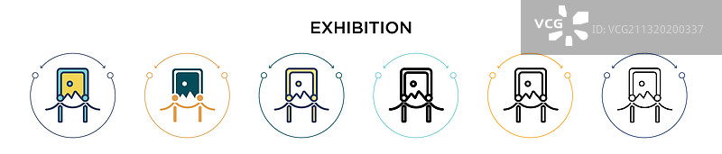 展览图标（填充细线轮廓）图片素材