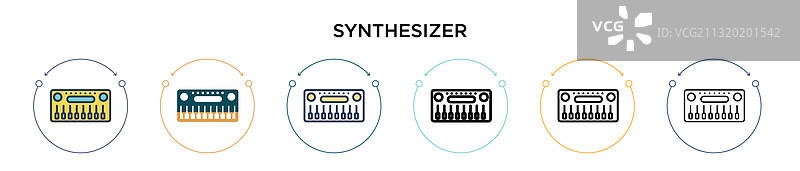 填充细线轮廓合成器图标图片素材