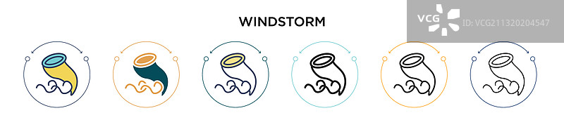 填充细线轮廓中的风暴图标图片素材