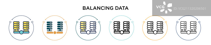 填充细线轮廓中的平衡数据图标图片素材
