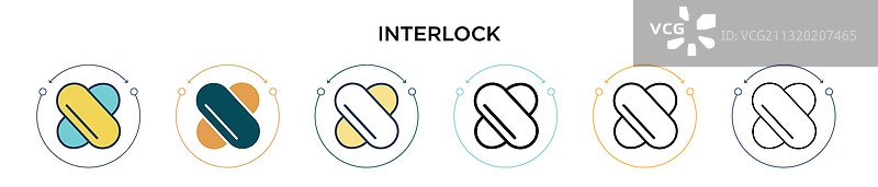 互锁图标（填充细线轮廓）图片素材