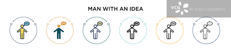 有想法的男人图标（填充细线轮廓）图片素材