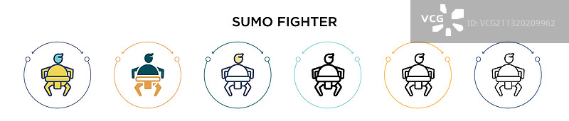 相扑图标（填充细线轮廓）图片素材