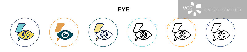 红色眼睛图标，填充的细线轮廓图片素材