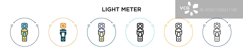 填充细线条轮廓的光度计图标图片素材