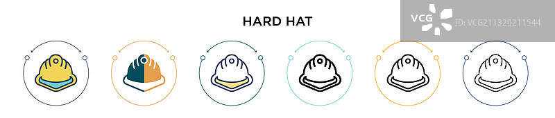填充细线轮廓的安全帽图标图片素材
