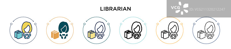 填充细线轮廓的图书管理员图标图片素材