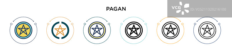 填充细线轮廓和笔触中的异教徒图标图片素材