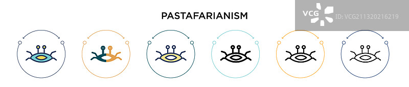 飞行面条神教图标（填充细线轮廓）图片素材
