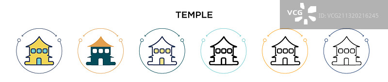 填充细线轮廓寺庙图标图片素材