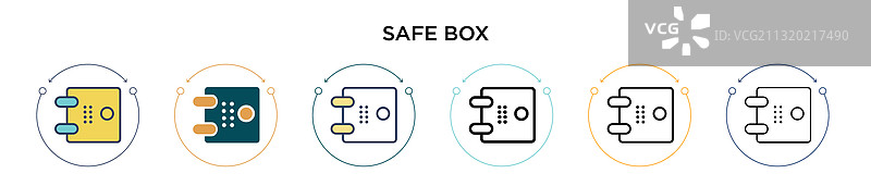 填充细线轮廓中的安全箱图标图片素材