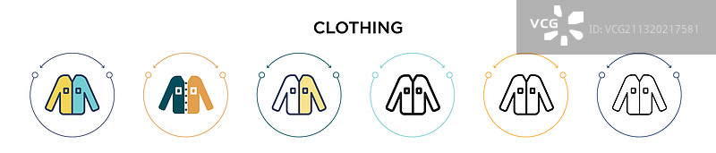 填充细线轮廓服装图标图片素材