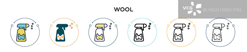 填充细线轮廓和描边的羊毛图标图片素材