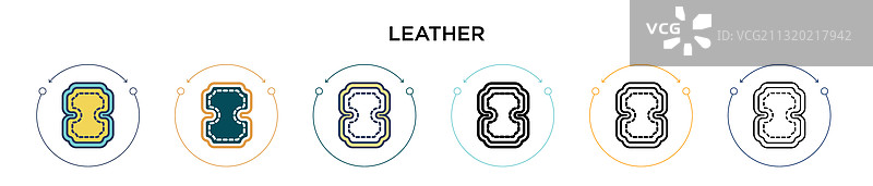 皮革图标，填充细线轮廓图片素材