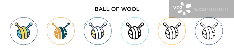 填充细线轮廓中的球形羊毛图标图片素材