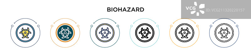 填充细线轮廓的生物危害符号图标图片素材