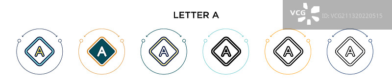 填充细线轮廓字母A图标图片素材