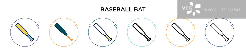 填充细线轮廓的棒球棒图标图片素材