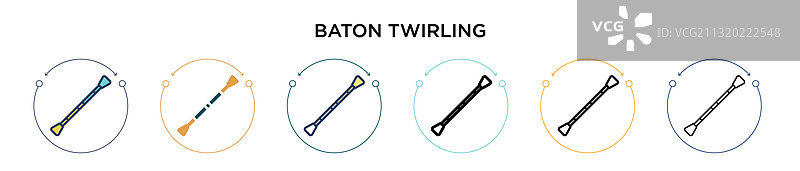 细线轮廓中的花式抛竿图标图片素材