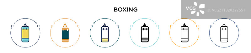 填充细线拳击图标图片素材