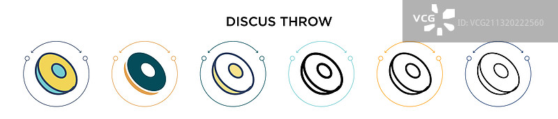 铁饼投掷图标（填充细线轮廓）图片素材