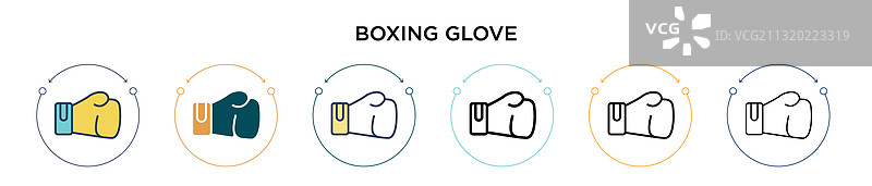 填充细线轮廓的拳击手套图标图片素材