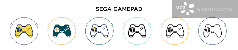 世嘉游戏手柄线稿填充图标图片素材