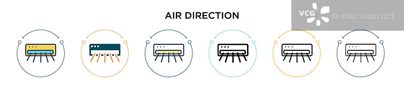 填充细线轮廓的空气方向图标图片素材