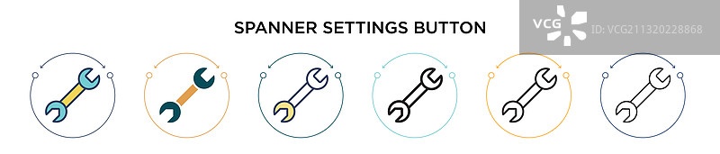 填充细线中的扳手设置按钮图标图片素材