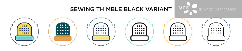 填充细线中的黑色缝纫顶针图标图片素材