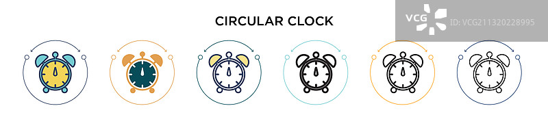 圆形时钟图标（填充细线轮廓）图片素材