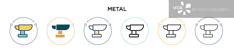 填充细线轮廓和描边的金属图标图片素材