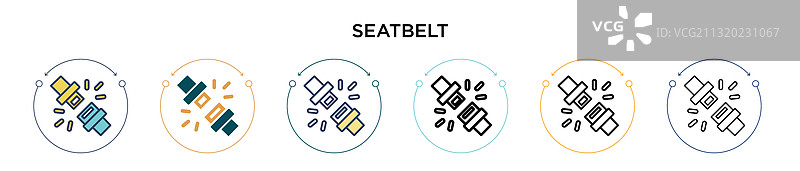 带轮廓的填充细线安全带图标图片素材