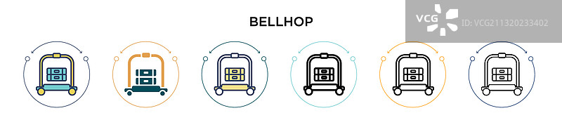 填充细线轮廓的行李员图标图片素材