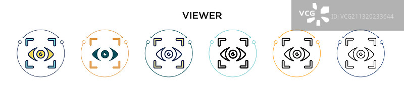 填充细线轮廓的查看器图标图片素材