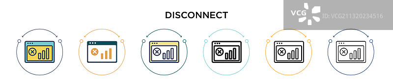 填充细线轮廓的断开连接图标图片素材