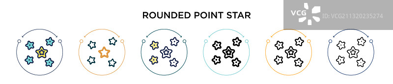 填充细线圆形星标图标图片素材