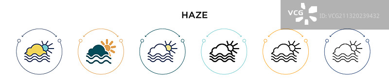 填充细线条轮廓和描边的雾霾图标图片素材