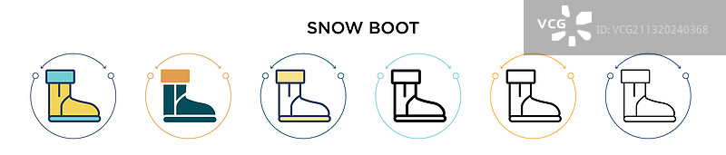 填充细线轮廓中的雪地靴图标图片素材