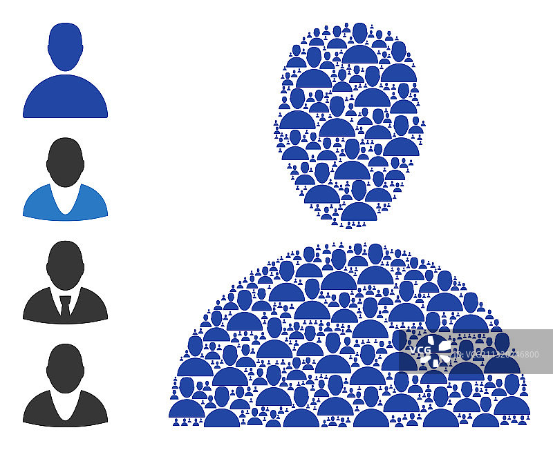 男子分形马赛克自画像图标图片素材