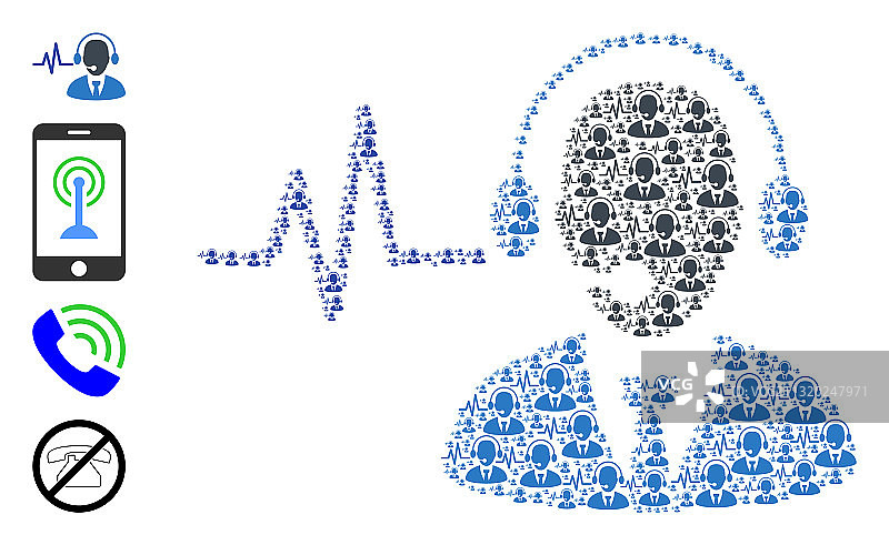 操作员声音信号递归马赛克自图片素材