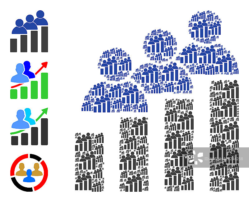 人物条形图递归构成自画像图片素材