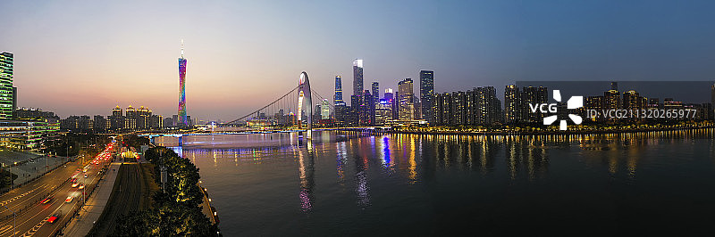 航拍中国广州城市夜景图片素材