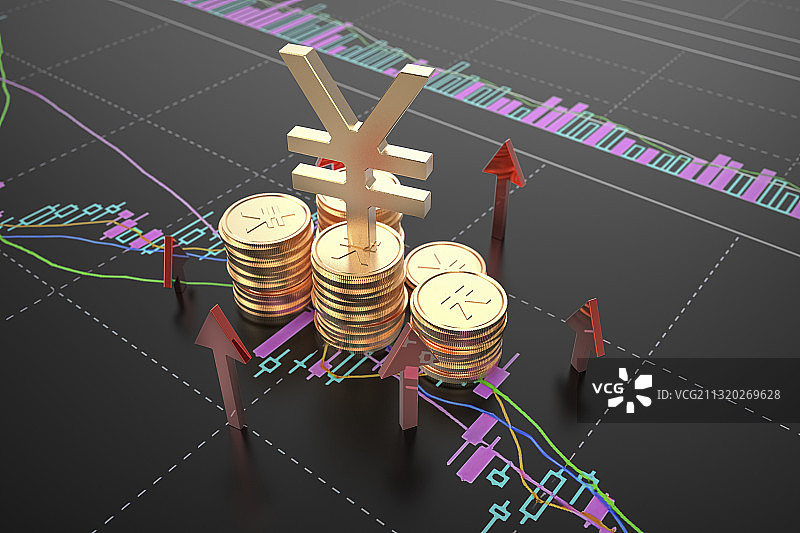 货币符号金融市场上涨概念图片素材
