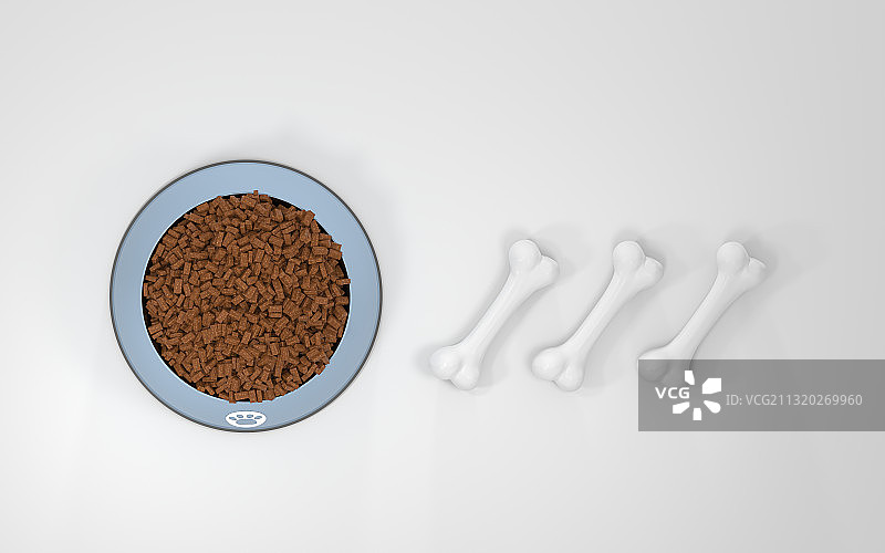 狗粮食物与骨头 3D渲染图片素材