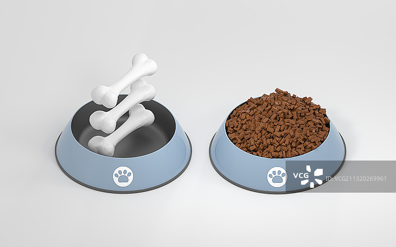 狗粮食物与骨头 3D渲染图片素材