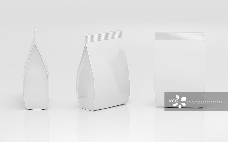 空白白色包装袋 3D渲染图片素材