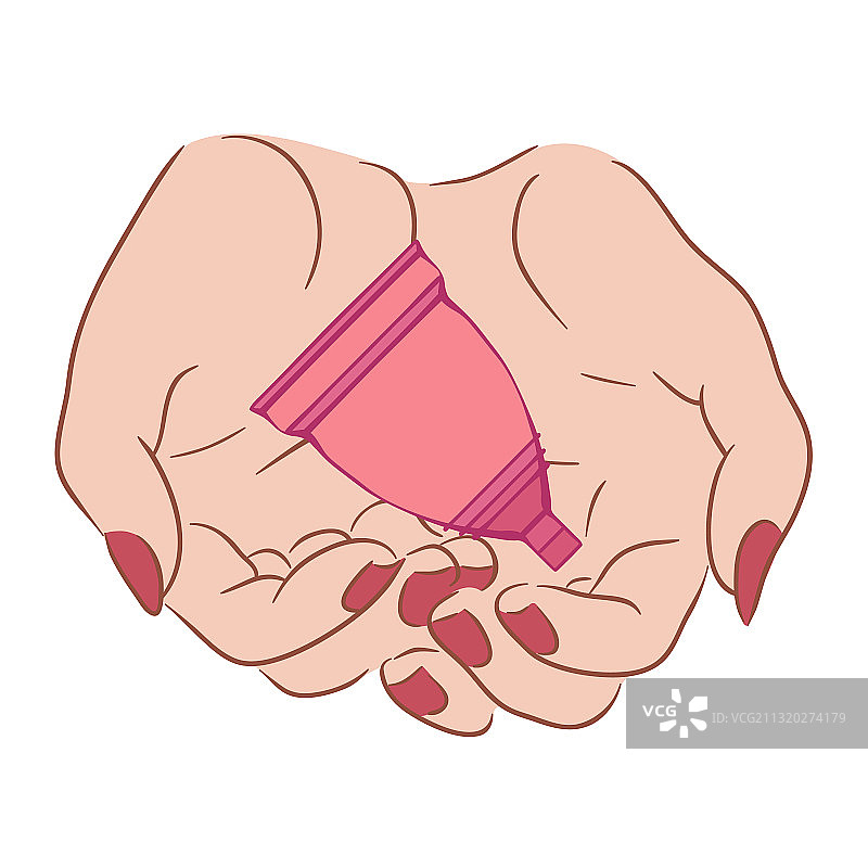 女人手持月经杯图片素材
